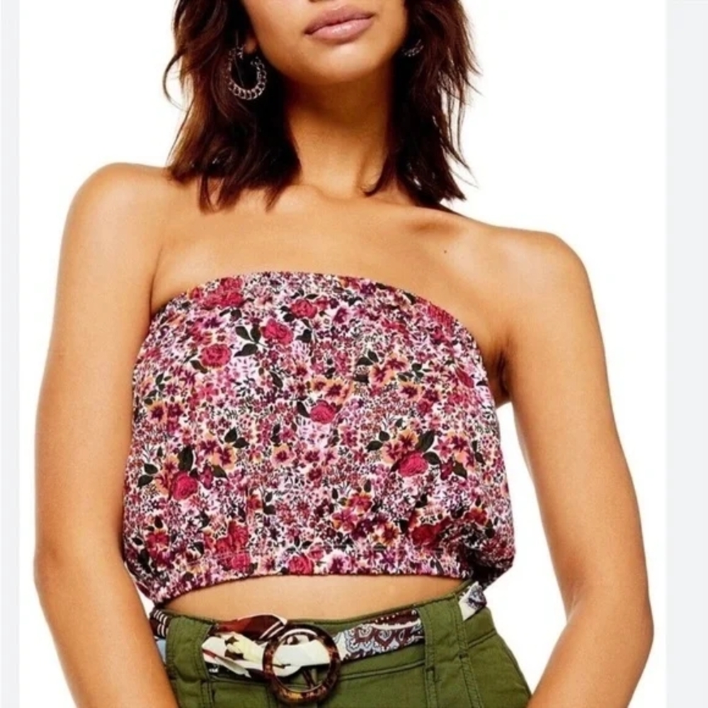 Topshop Floral Bandeau Top